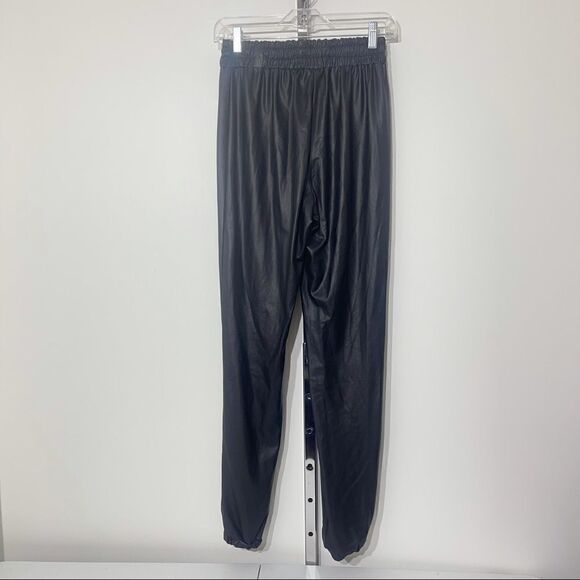 K too waxed fabric faux leather joggers pants L lg - Picture 4 of 16